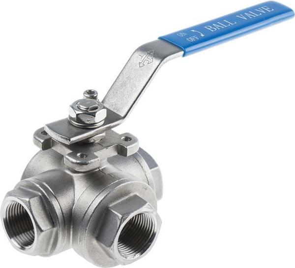 Actual product image Rs Pro S/steel T port ball valve,3/4in BSP F