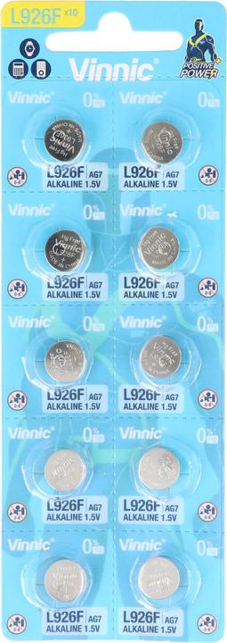Productafbeelding Vinnic Speciale alkaline batterij G7 / AG7 / LR57 / LR927 Blister à 10 stuks (10 Pcs., SR57, 55 mAh)