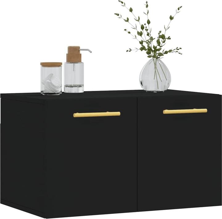 Produktbild VidaXL Wandschrank Schwarz 60x36,5x35 cm Holzwerkstoff, Farbe (60 x 36,5 x 35 cm)