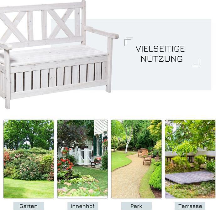 Image du produit Swisshandel24 Gartensitzbank 2-Sitzer mit Stauraum Tanne 115x61x85 cm
