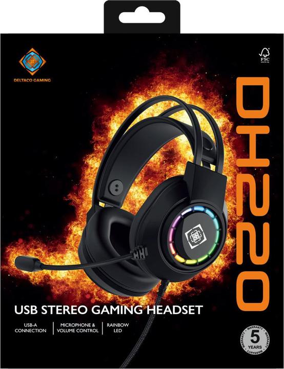 Actual product image Deltaco USB - Wired Gaming Headset (Cable)