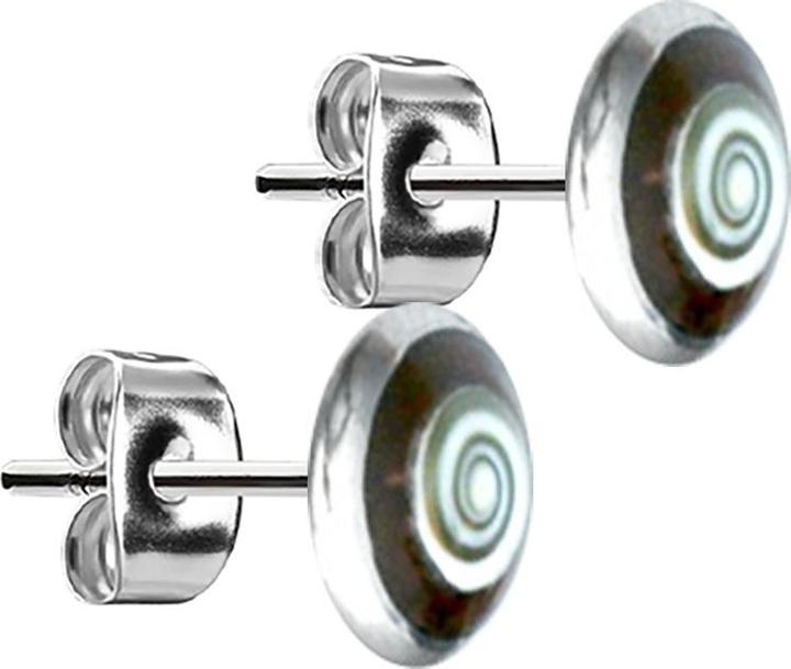 Star Piercing Ohrstecker silber Teller Kokosnuss Holz mit Shiva-Auge (Organisch, Chirurgenstahl 316L, ohne Messing)
