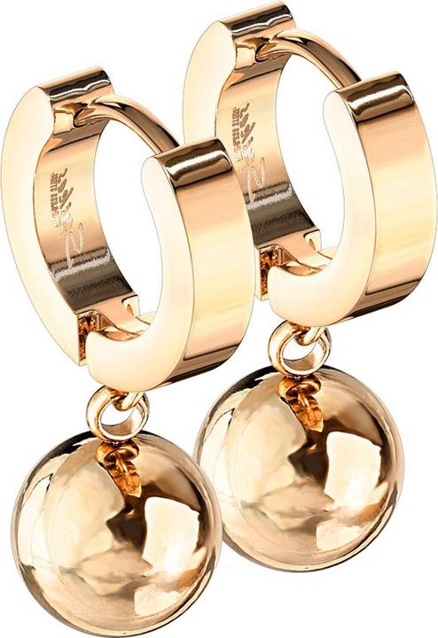 Image du produit Star Piercing Boucles d'oreilles à clapet or rose pendentif boule (sans laiton, Acier chirurgical 316L)