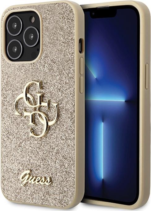 Productafbeelding Guess GUHCP13XHG4SGD iPhone 13 Pro Max 6,7" złoty/goud hardcase Glitter Script Big 4G (Apple iPhone 13 Pro Max)