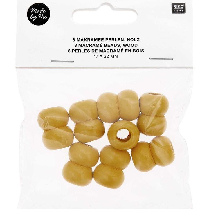 Actual product image Rico Design Wooden beads macramé yellow, 8 pieces