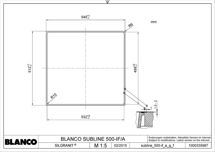 Immagine prodotto Blanco Subline 500-IF/A con telaio in acciaio (Lavello montato, 54.30 cm, 51 cm)