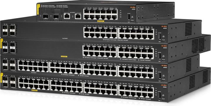 Produktbild HPE E Aruba 6000 Switch 4 SFP Ports, PoE, 1U, Layer 2, ACL, QoS, Web GUI, CLI, Aruba Net (28 Ports)