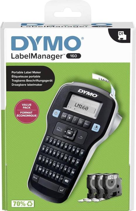 Image du produit Dymo LabelManager 160 Value Pack avec 3 rubans D1 12mm Azerty