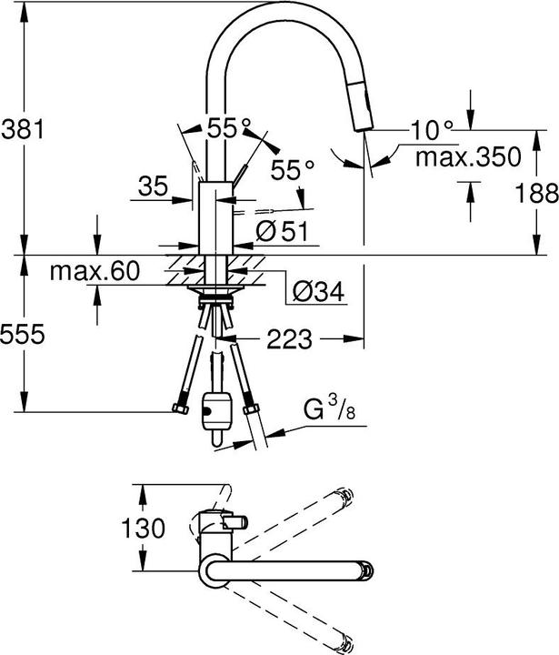 Immagine prodotto Grohe Küchenarmatur mit Einhebelmischer Eurosmart Cosmopolitan chrom glänzend 31481001