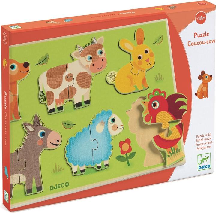 Actual product image Djeco Wooden puzzle Coucou cow (12 pieces)