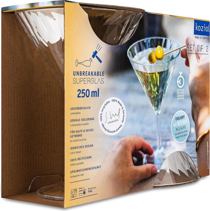Image du produit Koziol Verre à cocktail Superglas Club No. 12, 250 ml, 2 pièces (2.50 dl, 2 x, Verres à Martini)
