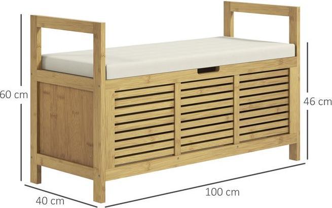 Immagine prodotto Swisshandel24 Panca per scarpe, panca con coperchio incernierato, panca per guardaroba, scarpiera, deposito per (100 x 40 x 60 cm)