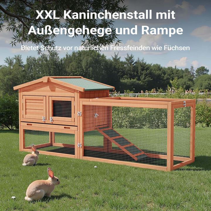 Actual product image Wiltec XXL rabbit hutch 1560x520x680mm free-range enclosure Rabbit cage Small animal hutch