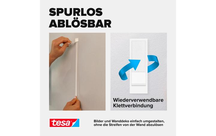 Produktbild tesa Powerstrips CLICK - Klett-Klebepads - Bilder aufhängen ohne Bohren - Small 1,8kg - 16 x 2 Stück (20 mm)