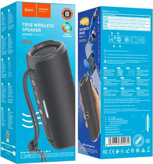 Produktbild Hoco Bluetooth-Lautsprecher drahtloser Lautsprecher bluetooth HC16 grau (3 h)