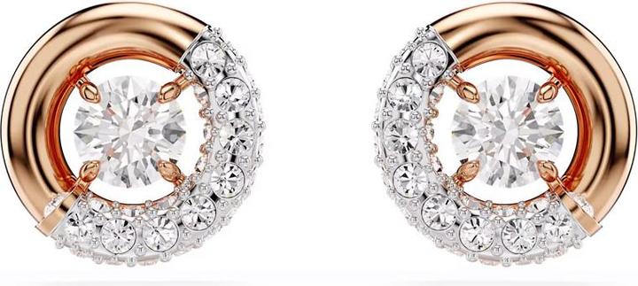 Actual product image Swarovski Dextera stud earrings round cut white rose gold (Swarovski Metal)
