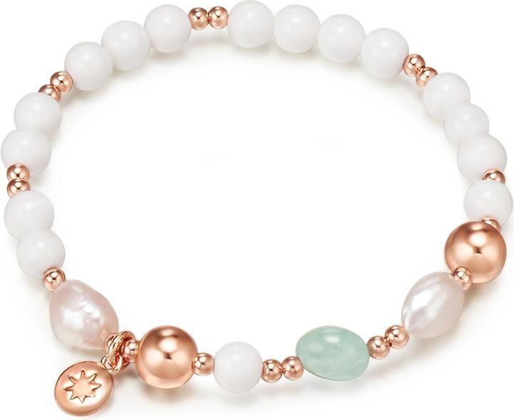 Actual product image Lulu & Jane Metal alloy aquamarine freshwater cultured pearl/shell seed pearl rose gold 19.0 - 22.0 cm - 33320 (22 cm, Metal alloy)