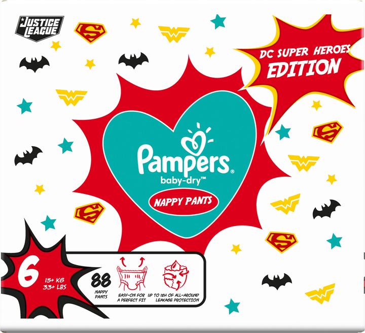 Immagine prodotto Pampers Pantaloni da supereroe Baby-Dry (Dimensione 6, Pacco mensile, 88 Pezzo/i)
