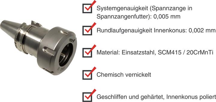 Produktbild Paulimot Präzisions-Spannzangenfutter SK30 (DIN 69871) / M12 für ER40