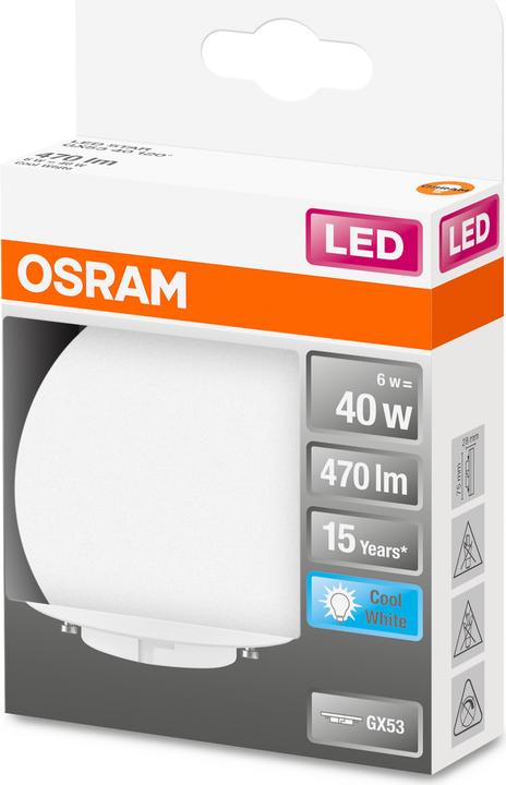 Actual product image Osram Star 40 (GX53, 4.90 W, 470 lm, 1 x, F)