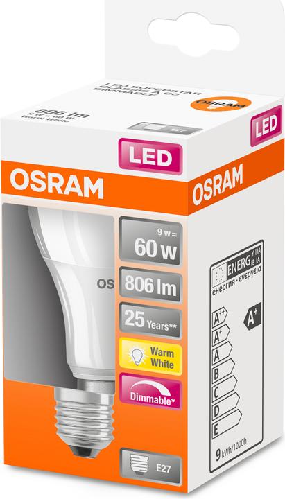 Actual product image Osram Superstar Classic A (E27, 9 W, 806 lm, 1 x, F)