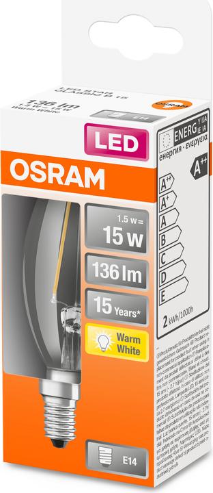 Produktbild Osram Led Retrofit Classic B (E14, 15 W, 136 lm, 1 x, F)