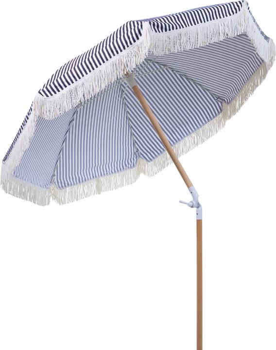 Actual product image Beliani Parasol ⌀ 150 cm black / white with valance MONDELLO (1.50 m)