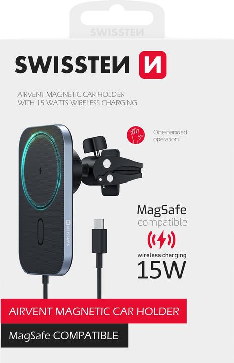 Actual product image Swissten Magnetic Car Holder with Wireless Charger