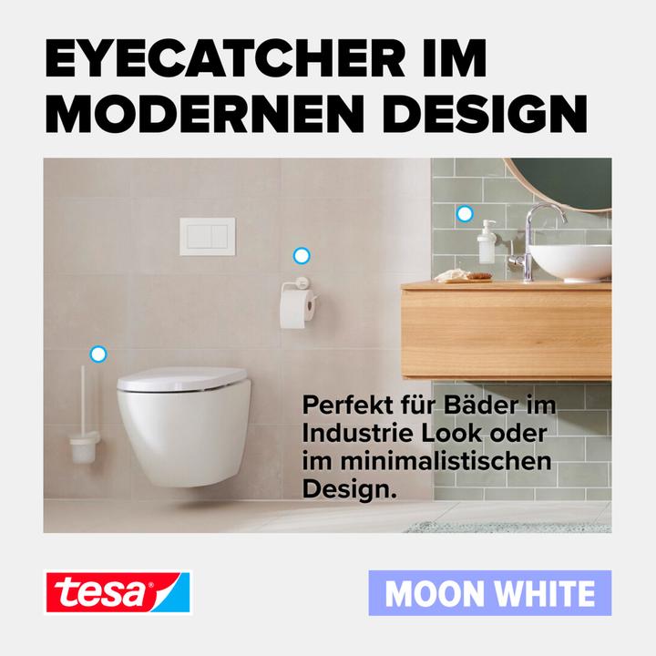 Produktbild tesa MOON WHITE Handtuchhaken inkl. Klebelösung ohne Bohren