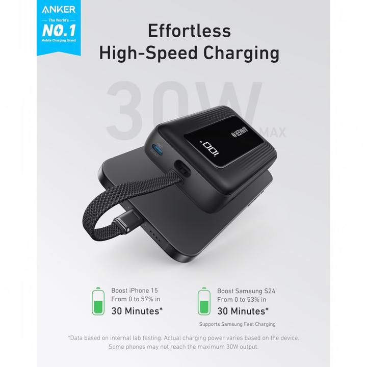 Productafbeelding Anker Zolo Powerbank 10.000mAh Zwart (10000 mAh, 30 W)