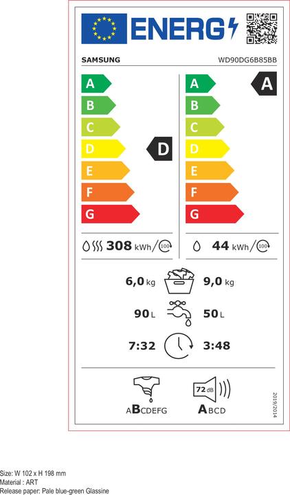 Energie-Label Samsung WD90DG6B85BBU3