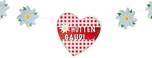 Actual product image Papstar Garland "Hüttengaudi", red / white made of cardboard, length: 1.6 m, size of hearts: 300 x 300 mm