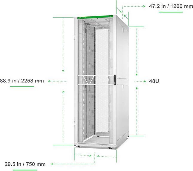 Actual product image APC NetShelter SX Server Rack Gen 2 48U 2258H x 750W x 1200D mm w/ Sides White (48 RU, 19 inch rack)