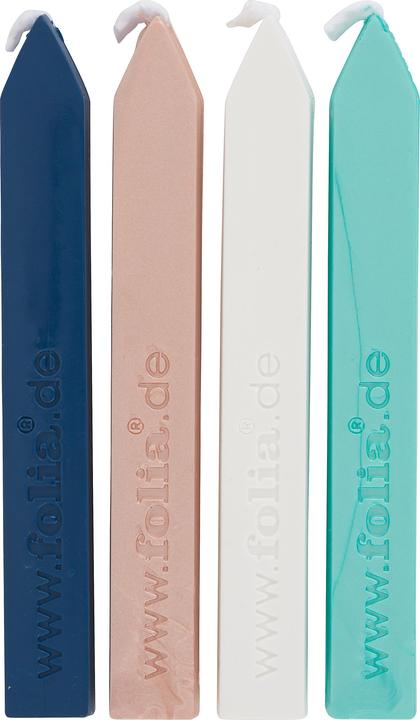 Actual product image Folia 31219 - Sealing wax style, 4 sealing candles in a set, 1 each in rose, mint, navy and w