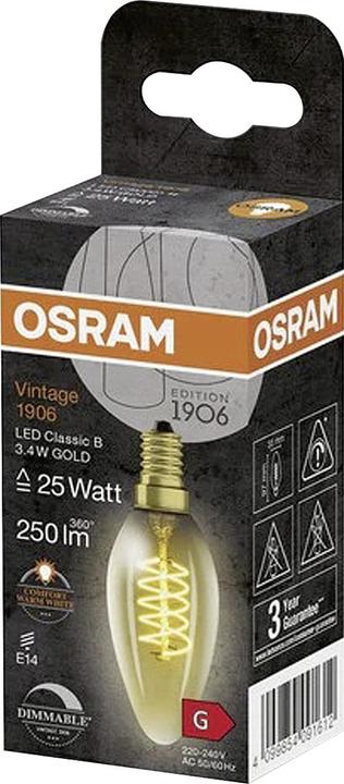 Actual product image Osram Vintage (E14, 3.40 W, 250 lm, 1 x, G)