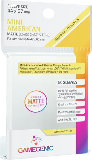 Actual product image Gamegenic GGS10052 - PRIME Mini American-Sized Sleeves 44 x 67 mm - Transparent (50 Sleeves)