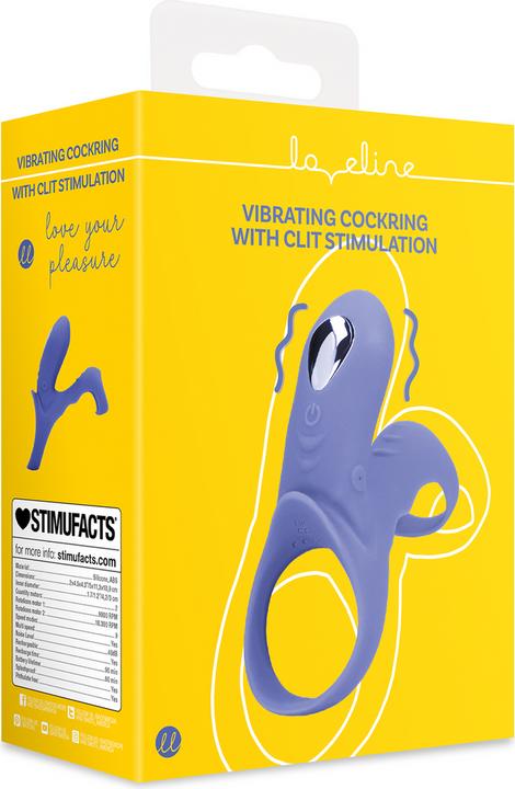 Productafbeelding Loveline Vibrating Cockring with Clit Stimulation - Tamiya Blue (4.20 cm)