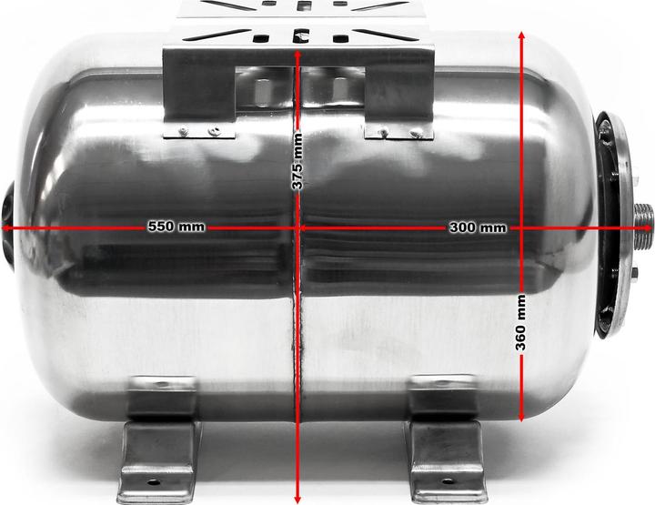 Produktbild Wiltec Edelstahl 50L Membrankessel Hauswasserwerk Ausdehnungsgefäss horizontal (Hauswasserpumpe)
