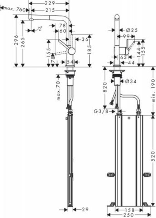 Produktbild hansgrohe Talis M54 Spültischmischer 270 (chrom), mit Ausziehbrause