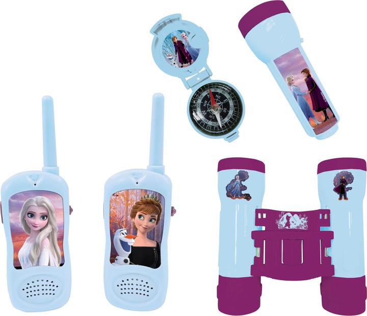 Immagine prodotto Lexibook Set avventura Disney Frozen con 2 walkie talkie fino a 120 metri di distanza, binocolo, torcia e