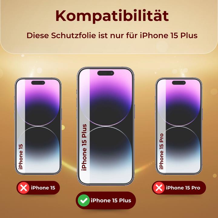 Produktbild Protectorking 3x echtes Tempered 9H Panzerhartglas 3D KLAR (1 Stück, Apple iPhone 15 Plus)