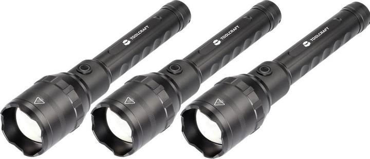Actual product image Toolcraft Set of 3 torches with rechargeable battery (27.65 cm, 10000 lm)