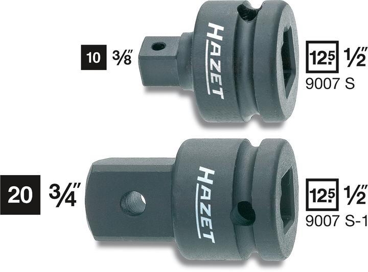 Produktbild HAZET Reduzierstück 9007S ∙ Vierkant12,5 mm (1/2 Zoll) ∙ Vierkant 10 mm (3/8 Zoll)