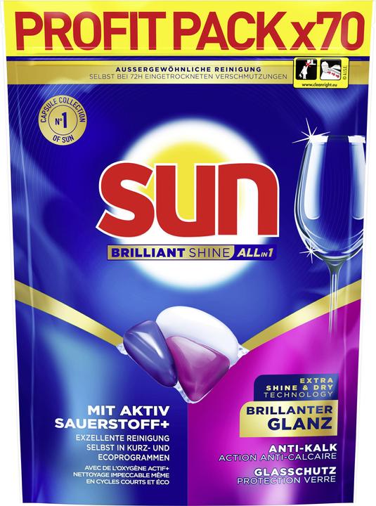 Actual product image Sun Dishwasher Detergent Brilliant Shine All-in-1 Caps 70 Caps (Feast)