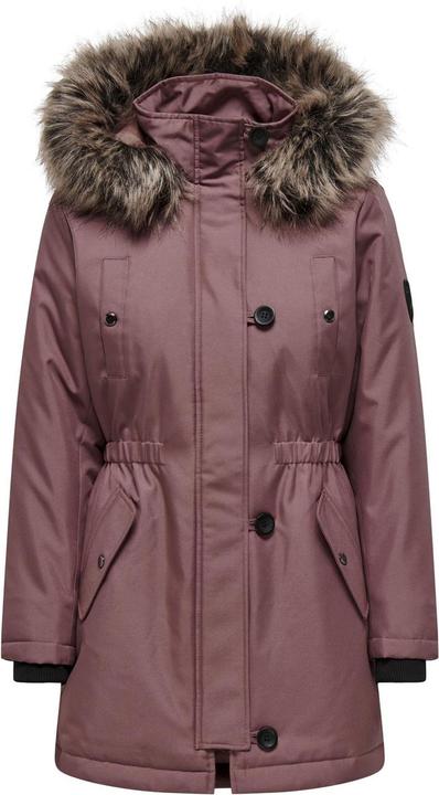 Only Kapuze mit abnehmbarem Kunstfell-Rand Gerippte Ärmelbündchen Parka Langer Parka (S)
