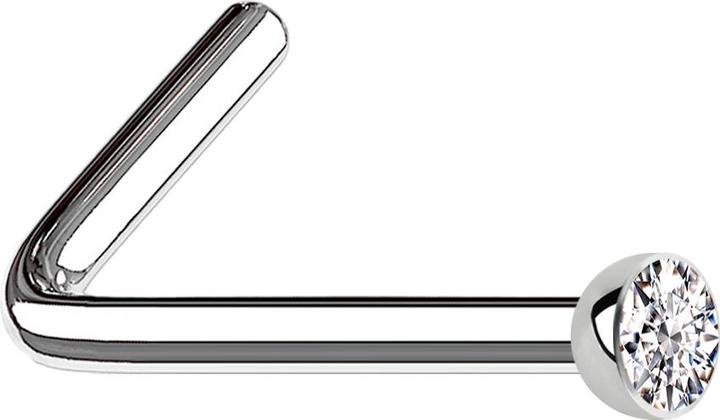 Star Piercing Nasenstecker gewinkelt silber mit Kristall silber (Chirurgenstahl 316L, ohne Messing)