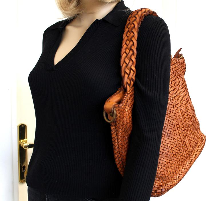 Actual product image Only-Bags.Store Woven leather bag, soft leather shoulder bag, leather handbag, bag made of