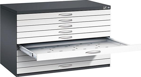 Actual product image C+P Drawing cabinet, A1, 10 drawers, height 760 mm, black grey / traffic white.