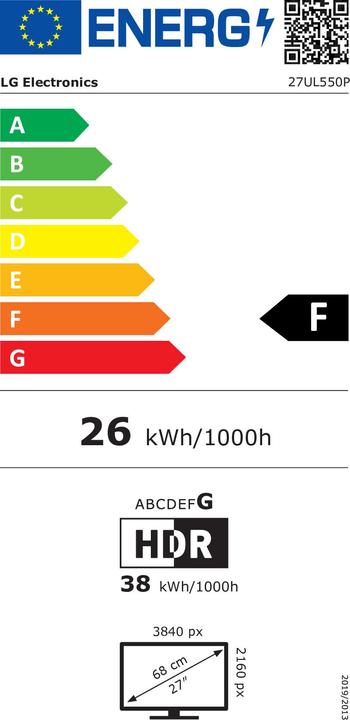 Label énergétique LG 27UL550P-W (3840 x 2160 pixels, 27")