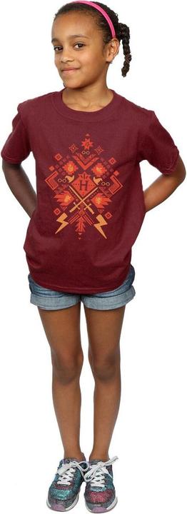 Actual product image Girls Christmas Fair Isle Cotton T-Shirt (152, 158)